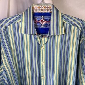 Robert Graham Men’s Striped Flip Cuff Long Sleeve Button Down‎ Shirt 2XL